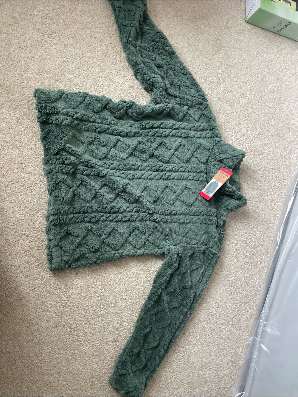 Eddie Bauer Forest Green Plush Cable Turtleneck Sweater